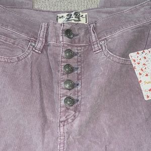 Free People frosted lilac corduroy jeans. NWT 25